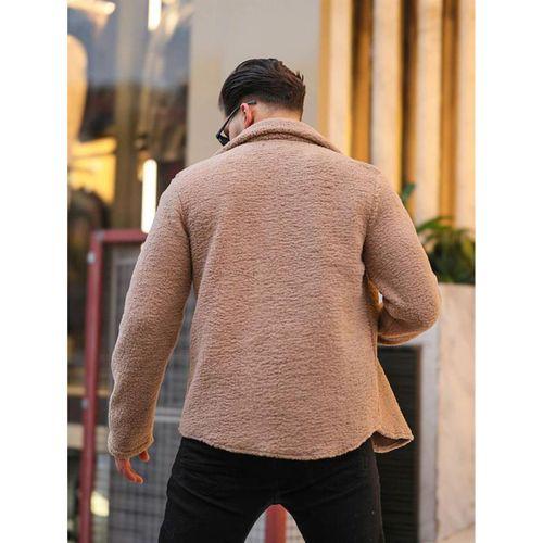 Tek Cepli Peluş Ceket- Bej