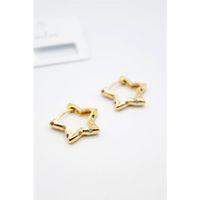 Taşlı Yıldız Küpe - Altın