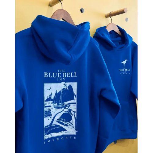 Erkek Kapüşonlu Double Oversize Üç İplik Pamuklu Deniz Yelken Baskılı Kanguru - Saks Mavisi