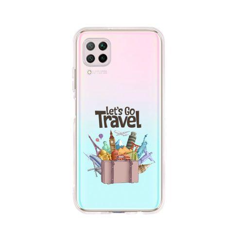 Huawei P40 Lite Let's Go Travel Desenli Premium Şeffaf Silikon Kılıf
