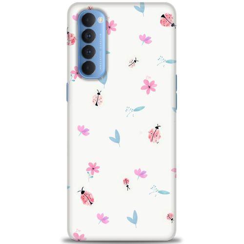 Oppo Reno 4 Pro Kılıf HD Baskılı Kılıf - Uğur Böcekleri + Tam Ekran Koruyucu