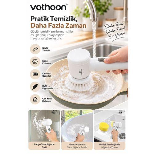 Şarjlı Elektrikli Temizlik Fırçası Mutfak Banyo Lavabo Ve Küvet İçin Çok Amaçlı Döner Fırça