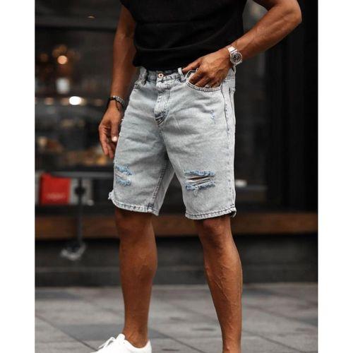 Erkek Kar Yıkama Yırtık Detaylı Şort