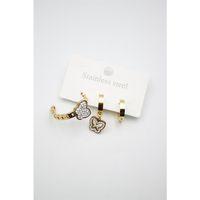 3'lü Kelebek Küpe - Altın