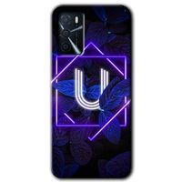 OPPO Oppo A16 Kılıf HD Desen Baskılı Arka Kapak - Dark Neon Yaprak U Harfi
