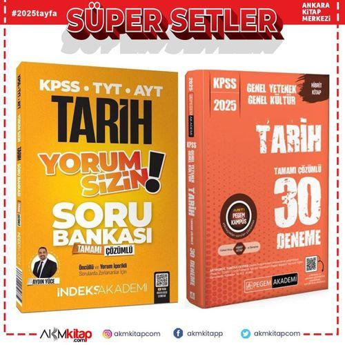 İndeks Akademi 2025 KPSS TYT AYT Tarih Yorum Sizin Soru Bankası ve Pegem Deneme Seti 2 Kitap