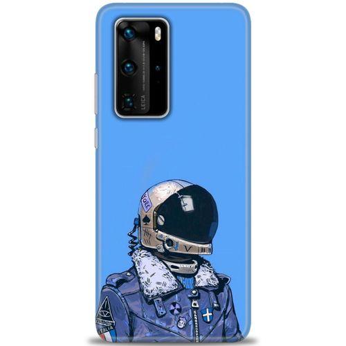Huawei P40 Pro Kılıf HD Baskılı Kılıf - Mavi Astronot + Tam Ekran Koruyucu
