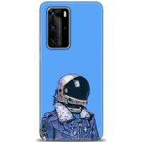 Huawei P40 Pro Kılıf HD Baskılı Kılıf - Mavi Astronot + Tam Ekran Koruyucu