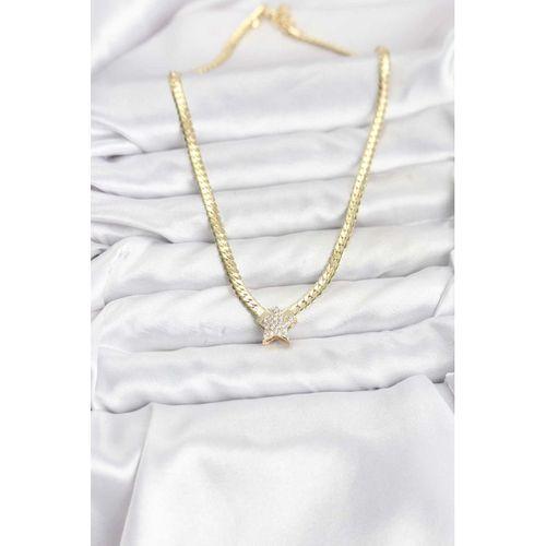 Gold Renk Pirinç Yıldız Zirkon Taşlı Kadın Kolye