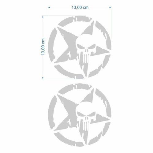 SEVGENT Skm Army Yıldız Kuru Kafa 13 X 13 Cm Gri Sticker 2 Li