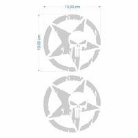SEVGENT Skm Army Yıldız Kuru Kafa 13 X 13 Cm Gri Sticker 2 Li