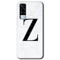 Vivo Y31 2021 Kılıf HD Desen Baskılı Arka Kapak + Temperli Cam - Beyaz Mermer Desenli Z Harfi