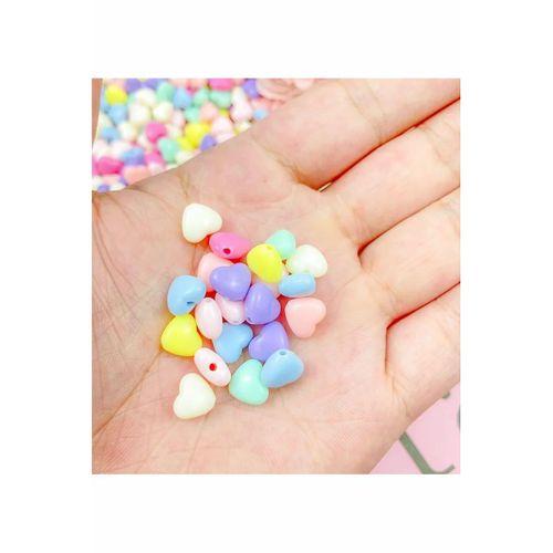 20 gr (100 adet) Şeker Rengi Akrilik Kalp Boncuklar Renkli Karışık Plastik Pastel Boncuklar Ara Boncuk Kalp Şekilli Kolye Bilezik için