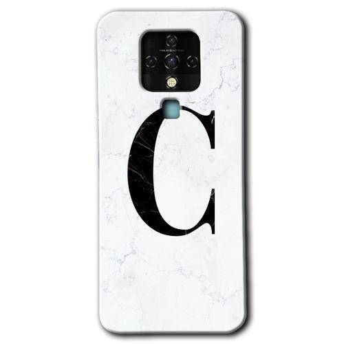 Tecno Camon 16 Kılıf HD Desen Baskılı Arka Kapak - Beyaz Mermer Desenli C Harfi