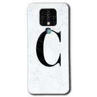 Tecno Camon 16 Kılıf HD Desen Baskılı Arka Kapak - Beyaz Mermer Desenli C Harfi