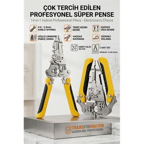14'ü 1 Arada Katlanabilir Kablo Soyucu Pense | Hibrit Çok Amaçlı Pense 723067