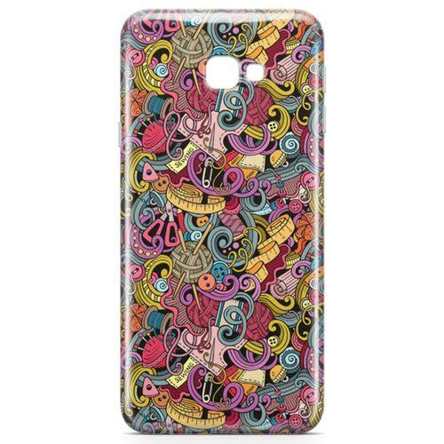 Samsung Galaxy J4 Plus Kılıf Doodle Dikiş Makinesi Arka Kapak Koruma Desenli Full Koruyucu