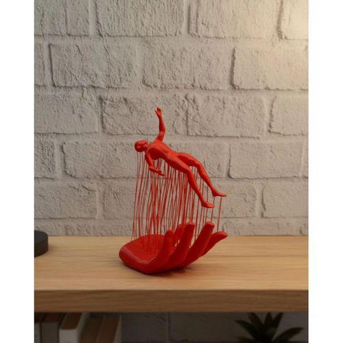 3d El Formlu İnsan Figürü Kırmızı Soyut Tasarım Dekoratif Biblo 12x18 Cm