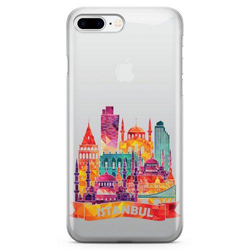 Apple iPhone 8 Plus Kılıf İstanbul Turistik Mekanlar Arka Kapak Koruma Desenli Full Koruyucu