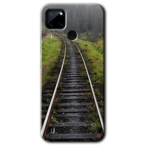 Realme C21 Kılıf Baskılı Kapak - Tren Yolu + 5D Tam Kaplayan Cam