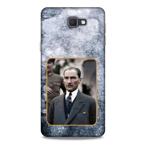 Samsung Galaxy J7 Prime Kılıf Atatürk (32) Soft Silikon Kılıf Gri Buzul