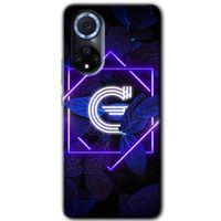 Huawei Nova 9 Kılıf HD Desen Baskılı Arka Kapak - Dark Neon Yaprak G Harfi + Kırılmaz Cam