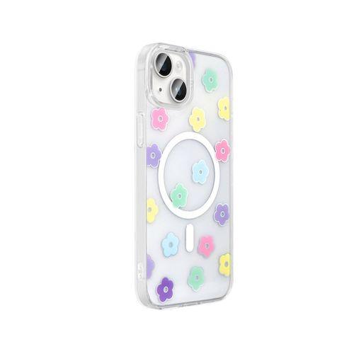 Apple iPhone 14 Kılıf M-Safe Şarj Özellikli Şeffaf Zore Folk Sert Kapak