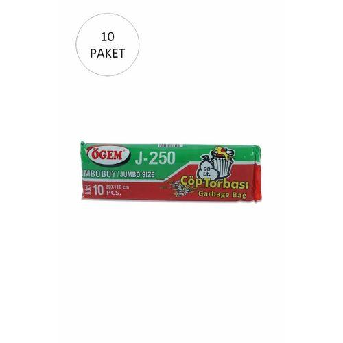 J-250 Jumbo Boy Çöp Torbası 80 x 110 cm 10 Lu Rulo x 10 Paket = 100 Adet (Siyah)