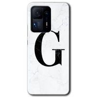 Mi Mix 4 Kılıf HD Desen Baskılı Arka Kapak - Beyaz Mermer Desenli G Harfi + Kırılmaz Cam