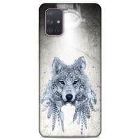 Lopard Samsung Galaxy A71 Uyumlu Kılıf Tattoo's (48) Bumper Kılıf Kızılderili Kurt