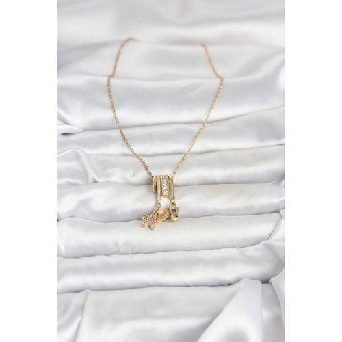 316L Çelik Gold Zirkon Taşlı Deniz Tema Charmlı Kadın Kolye
