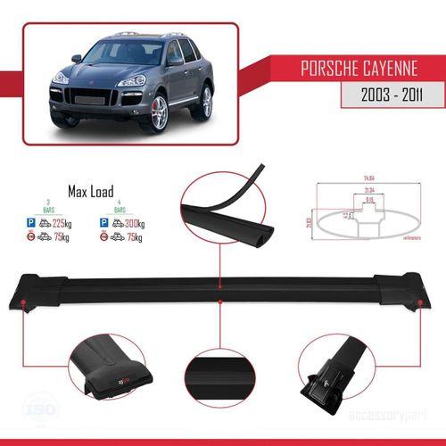 Porsche Cayenne 2003-2011 Arası ile Uyumlu FLY Model Ara Atkı Tavan Barı SİYAH 3 ADET BAR