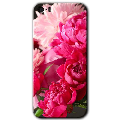 Potkal Hediye Fabrikası iPhone 5s HD Baskılı Kılıf + 9D Tam Ekran Koruyucu - Kırmızı Beyaz Gül