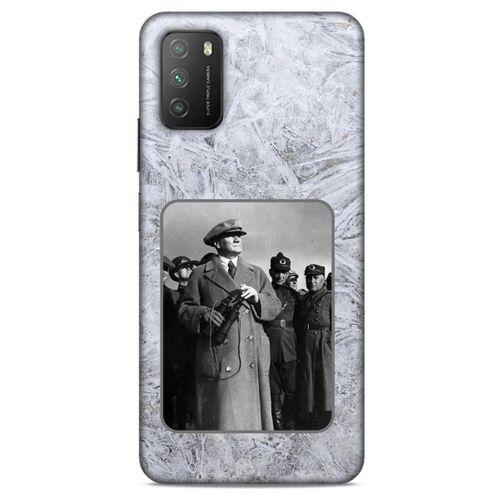 Lopard Xiaomi Poco M3 Uyumlu Kılıf Atatürk (33) Hybrid Kılıf