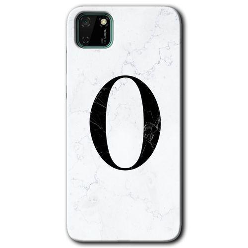 Potkal Hediye Fabrikası Huawei Y5P Kılıf HD Desen Baskılı Arka Kapak - Beyaz Mermer Desenli O Harfi