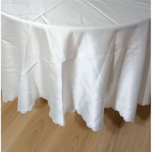 El İşi Saten Masa Örtüsü,Sehpa Örtüsü Beyaz Renkli 150Cm