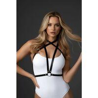 Siyah Kadın Kemer Suni Deri Çapraz Bağlamalı Vücut Aksesuarı - Brf15