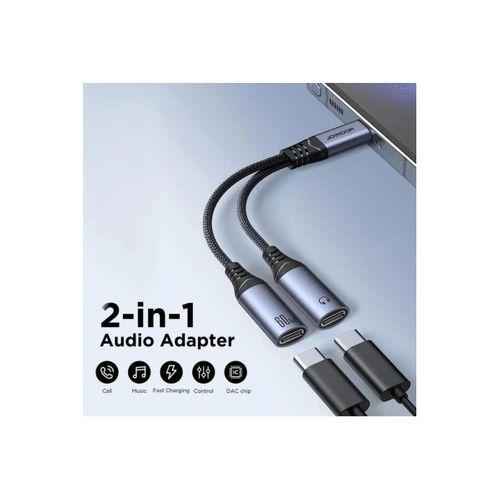 Joyroom Audio Adaptör 2in1 (Type-C to Dual Type-C)-Siyah