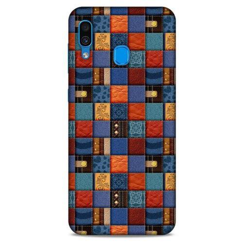 Samsung Galaxy A30 Kılıf Patchwork (16) Kalın Kılıf Turuncu Mavi