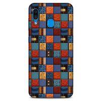 Samsung Galaxy A30 Kılıf Patchwork (16) Kalın Kılıf Turuncu Mavi
