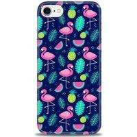 iPhone 7 Kılıf HD Baskılı Kılıf - Flamingo Ananas + Tam Ekran Koruyucu