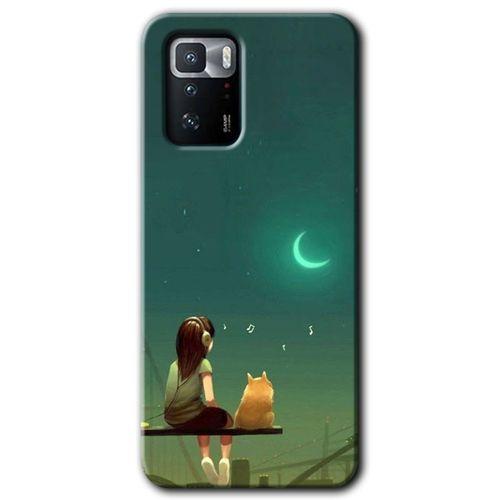 Poco x3 GT Kılıf HD Desen Baskılı Arka Kapak + Temperli Cam - Kedili Kız