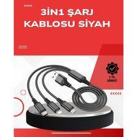 Dayanıklı Metal Başlıklı 3’ü 1 Arada Şarj Kablosu – Tüm Cihazlarla Uyumlu