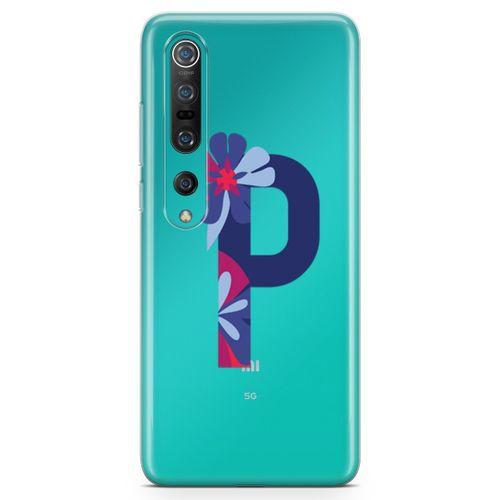 Xiaomi Mi 10 Kılıf P Harfi Çiçekli Arka Kapak Koruma Desenli Full Koruyucu