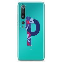 Xiaomi Mi 10 Kılıf P Harfi Çiçekli Arka Kapak Koruma Desenli Full Koruyucu