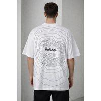 Erkek Bisiklet Yaka Baskılı Kısa Kollu Tişört Streetwear Günlük Basic Pamuklu T-shirt - Beyaz