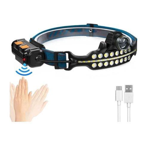 Fithome W690 7 Aydınlatma Modlu Xpe Cob  Led Sensörlü Dahili Pilli Usb Şarj Edilebilir Kafa Feneri