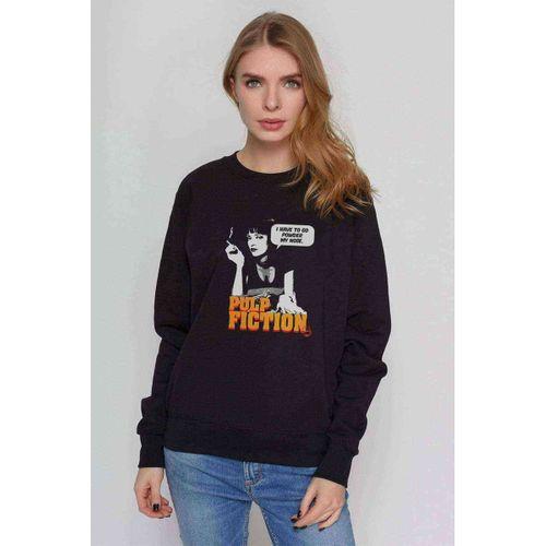 PULP FICTION Baskılı Siyah Kadın Sweashirt