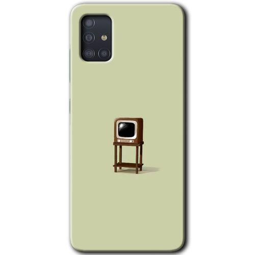 Samsung Galaxy A51 Kılıf Baskılı Kapak - Retro-TV + 5D Tam Kaplayan Cam