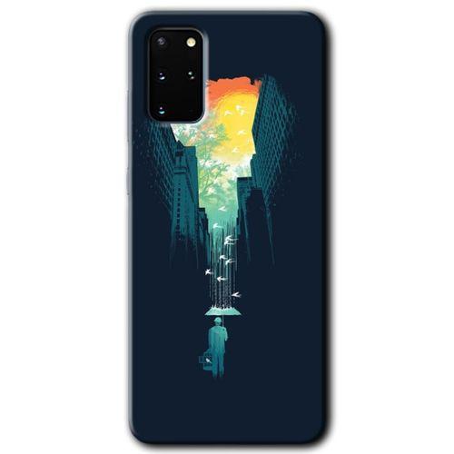 Galaxy S20 Plus Kılıf HD Desen Baskılı Arka Kapak - City Bird Sky + Kırılmaz Cam